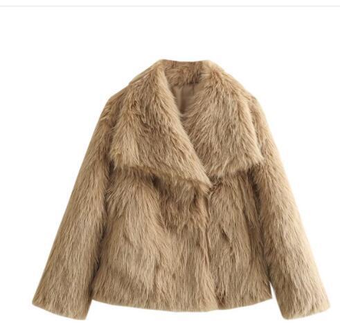 Cappotto invernale di peluche soffice Giacca con risvolto Casual Top a maniche lunghe
