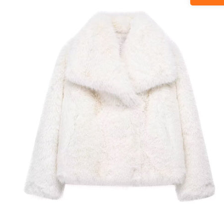 Cappotto invernale di peluche soffice Giacca con risvolto Casual Top a maniche lunghe