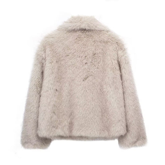 Cappotto invernale di peluche soffice Giacca con risvolto Casual Top a maniche lunghe