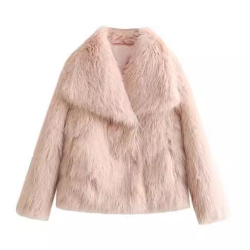 Cappotto invernale di peluche soffice Giacca con risvolto Casual Top a maniche lunghe