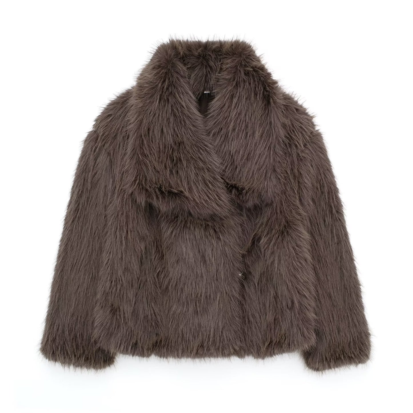 Cappotto invernale di peluche soffice Giacca con risvolto Casual Top a maniche lunghe