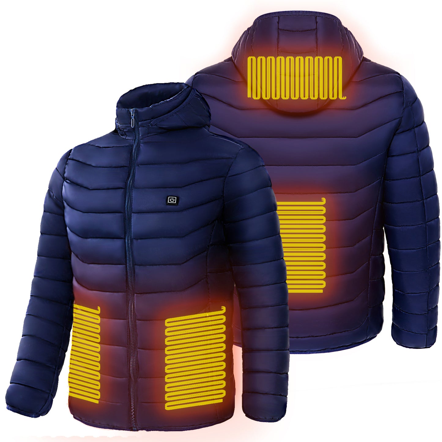 Piumino riscaldato da uomo Cappotto riscaldante elettrico Cappuccio isolato Giacca a vento 9 zone di calore
