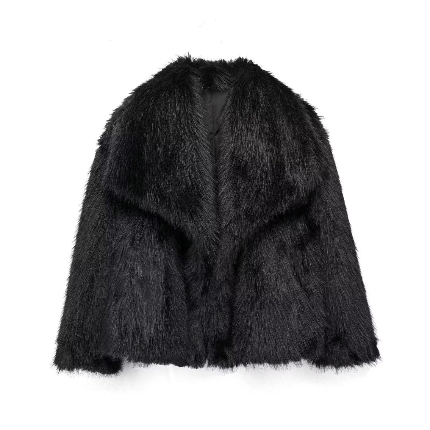 Cappotto invernale di peluche soffice Giacca con risvolto Casual Top a maniche lunghe