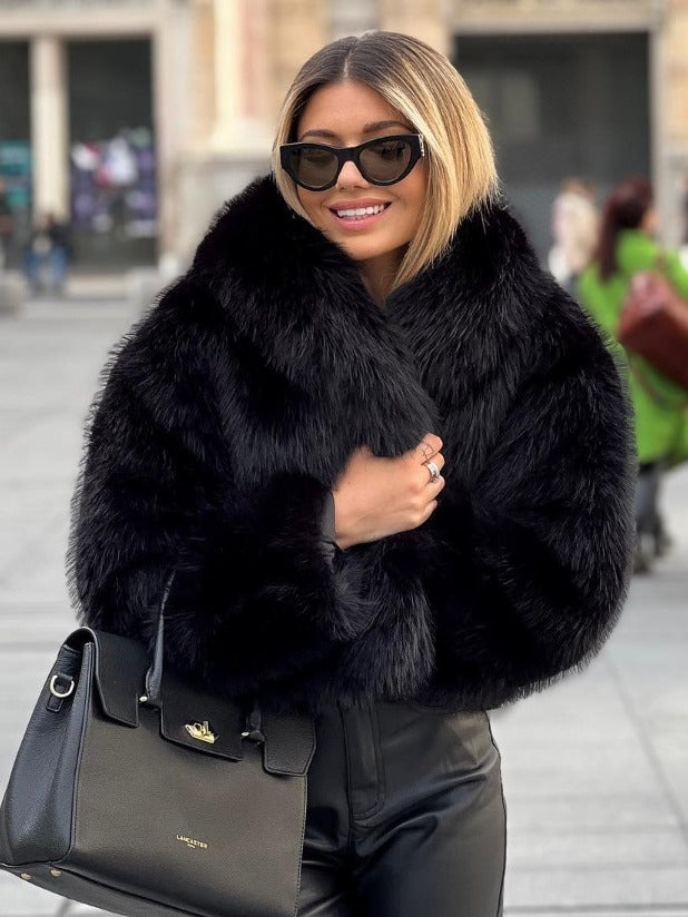 Cappotto invernale di peluche soffice Giacca con risvolto Casual Top a maniche lunghe