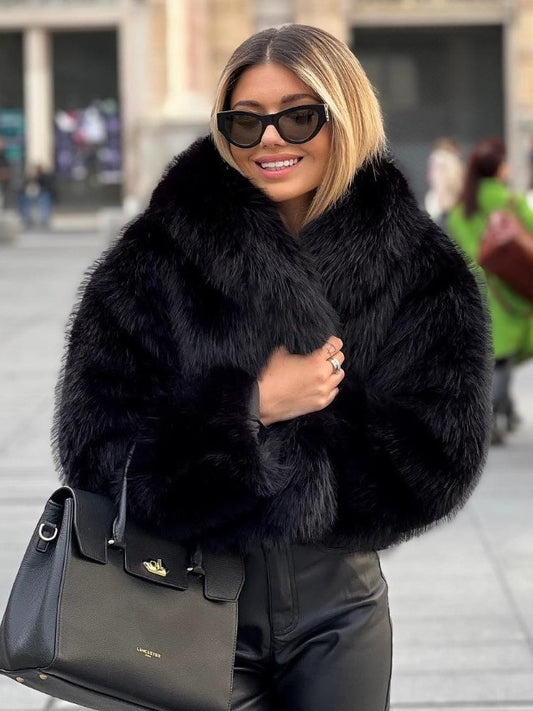 Cappotto invernale di peluche soffice Giacca con risvolto Casual Top a maniche lunghe