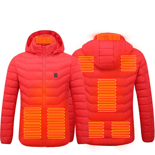 Piumino riscaldato da uomo Cappotto riscaldante elettrico Cappuccio isolato Giacca a vento 9 zone di calore