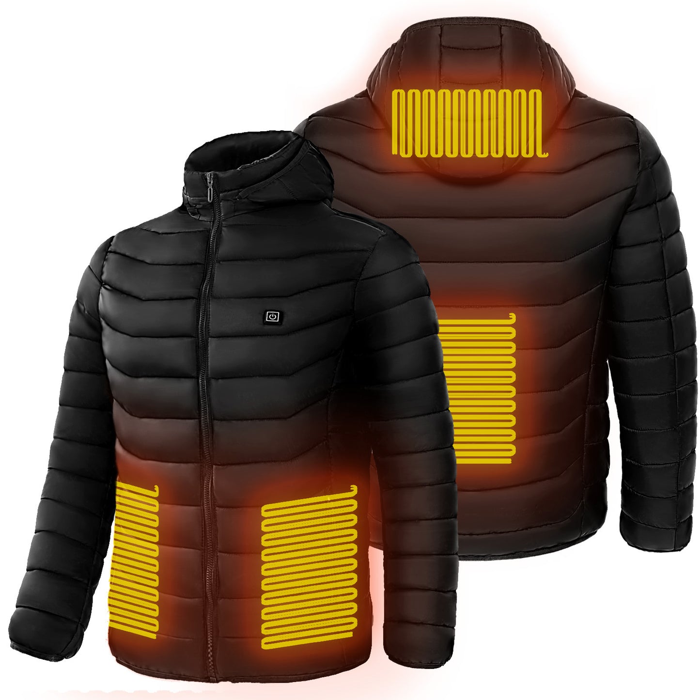 Piumino riscaldato da uomo Cappotto riscaldante elettrico Cappuccio isolato Giacca a vento 9 zone di calore