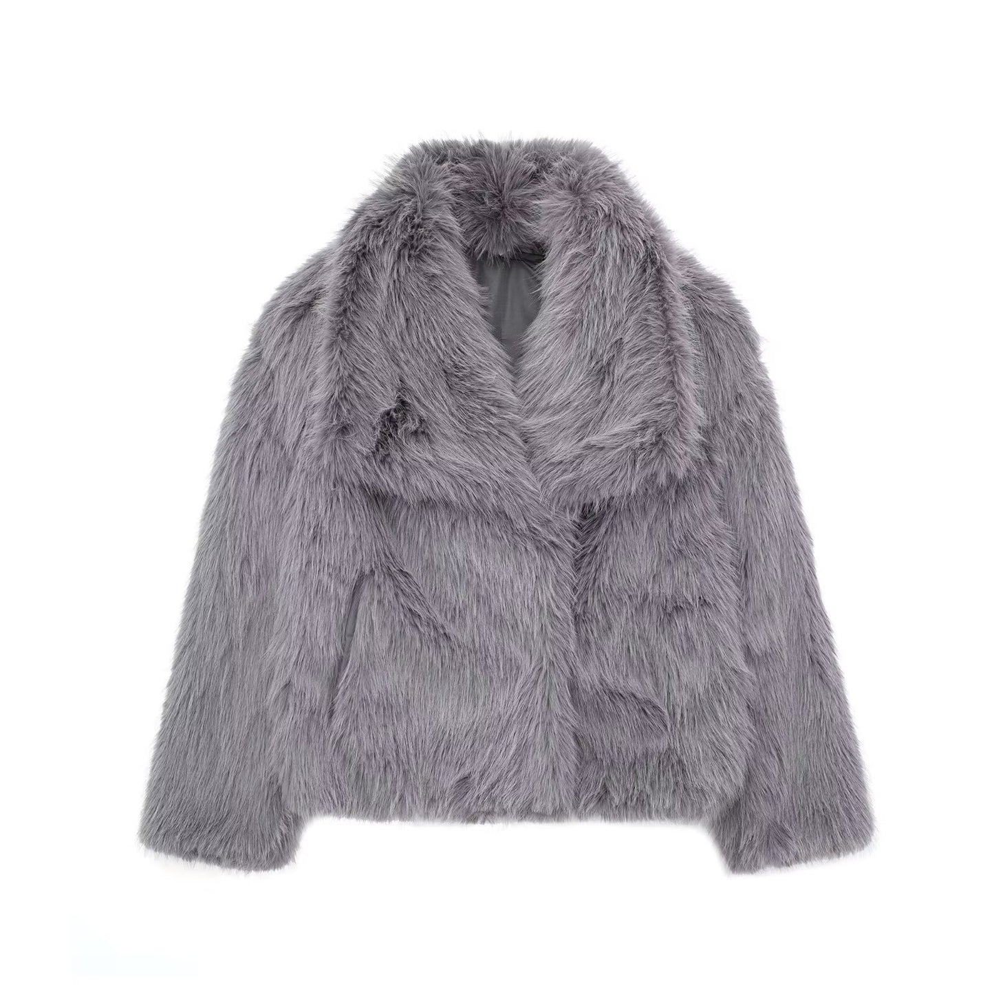 Cappotto invernale di peluche soffice Giacca con risvolto Casual Top a maniche lunghe