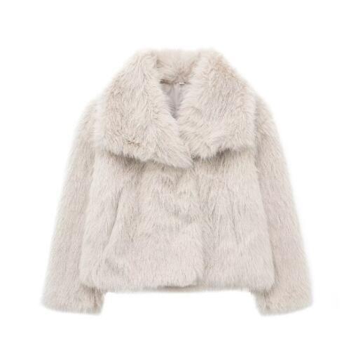 Cappotto invernale di peluche soffice Giacca con risvolto Casual Top a maniche lunghe
